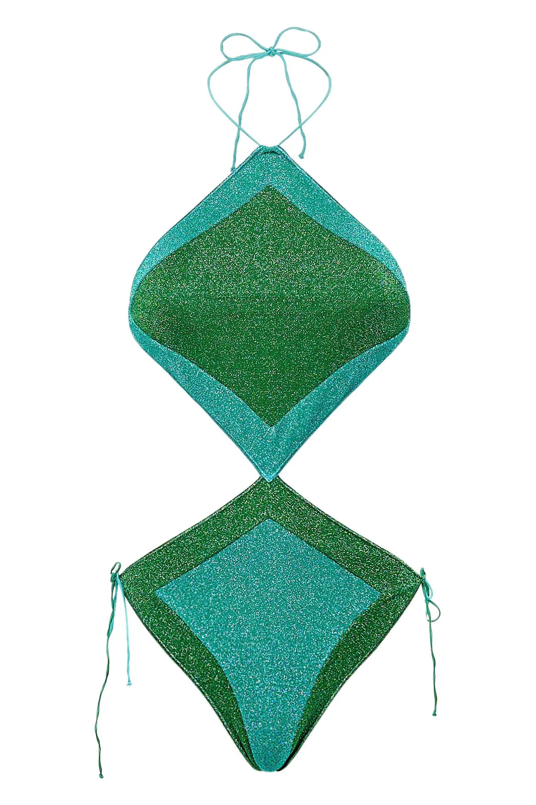 Lumiere Bicolor Diamond Maillot - Aquamarine/Emerald Green